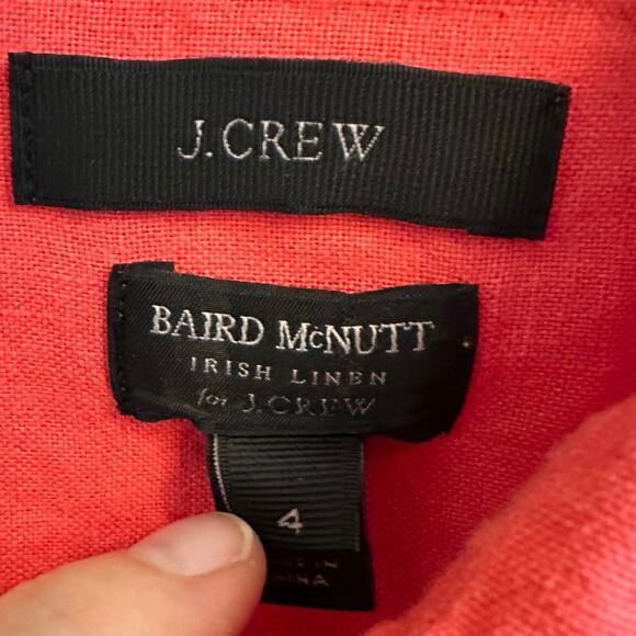 J. Crew Baird McNutt Coral Orange Relaxed Fit Shirt Top Sz 4 Linen Popover - Picture 5 of 5